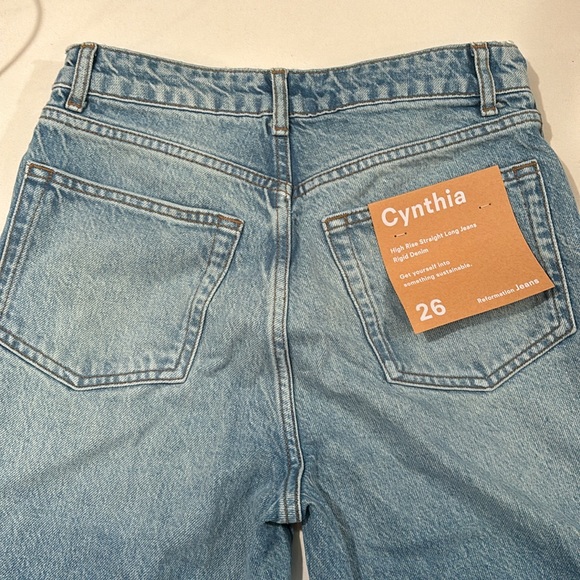 NWT Reformation Cynthia High Rise Straight Long Jeans color: Kenia size 26 - Picture 6 of 6